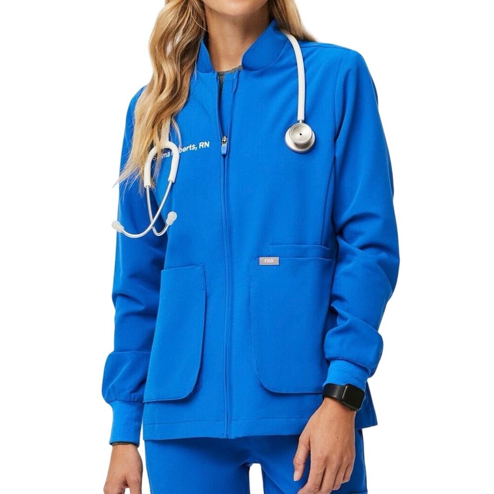 FIGS Sebina Scrub Jacket Royal Blue Zip Front Nurse Doctor Medical - Women’s XXL